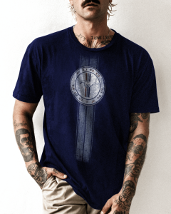 Ford-Mustang-T-Shirt mit GT-Streifen und Running-Pony im vintage Style 01